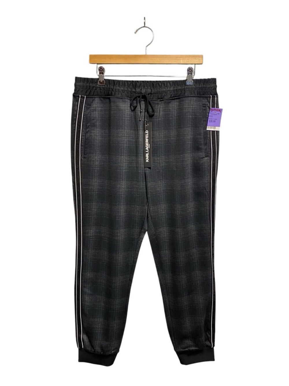 NWT Men’s Karl Lagerfeld Glen Plaid Jogger Track Pants